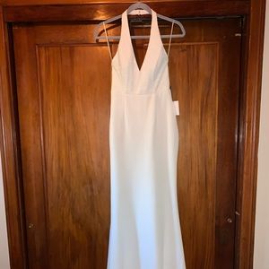 Lulu’s White Fitted Halter Gown
